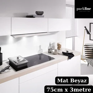 Mat Beyaz  Mutfak Tezgah Dolap Mobilya ve Beyaz Kaplama Folyosu 75CMX300
