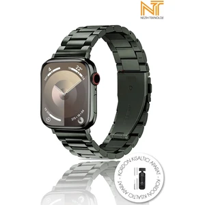 Apple Watch Seri 2/3/4/5/6/7/8/9/se/se2 38 40 41MM ve Seri 10 42MM Paslanmaz Çelik Metal Kordon