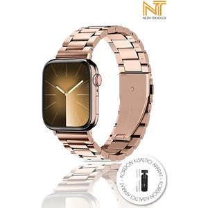 Apple Watch Seri 2/3/4/5/6/7/8/9/se/se2 38 40 41MM ve Seri 10 42MM Paslanmaz Çelik Metal Kordon