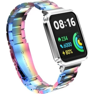 Xiaomi Redmi Watch 2 Lite Uyumlu Metal Baklalı Paslanmaz Çelik Kordon ve Kasa Koruyucu