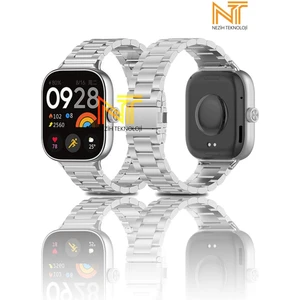 Xiaomi Redmi Watch 4 / 5 / Mi Band 8 Pro Uyumlu Ayarlanabilir Paslanmaz Çelik Metal Baklalı Kordon