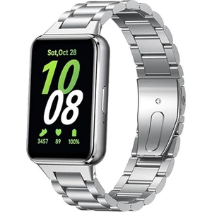 Samsung Galaxy Fit 3 Uyumlu 18MM Metal Baklalı Pim Tasarım Paslanmaz Çelik Kordon