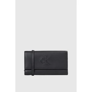 Kadın Ck Sculpted Uzun Askılı Cüzdan - Siyah