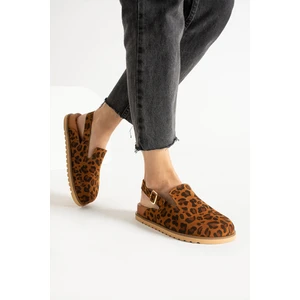 Safari Kadın Hakiki Deri Tek Tokalı Coconat Leopar Sandalet