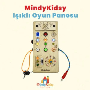 Çocuklar Için Eğitici Ahşap Montessori Işıklı Oyun Panosu - Zeka Geliştirici Oyuncak