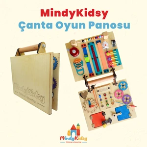 Montessori Aktivite ve Öğrenme Çantası Eğitici ve Geliştirici Ahşap Oyuncak Panosu