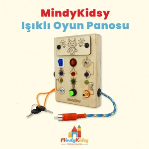 Çocuklar Için Eğitici Ahşap Montessori Mini Işıklı Oyun Panosu - Zeka Geliştirici Oyuncak