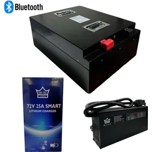 72V 100AH Lifepo4 Bluetooth Özellikli - 72V 25A Li-Ion ve Lifepo4 Şarj Cihazı Seti