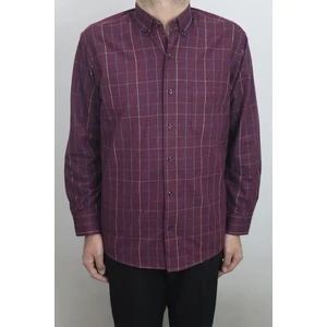 Fistan Store Erkek Bordo Ekose Kareli Klasik Kesim Rahat Kalıp Tek Cepli Kışlık Kaşmir Gömlek