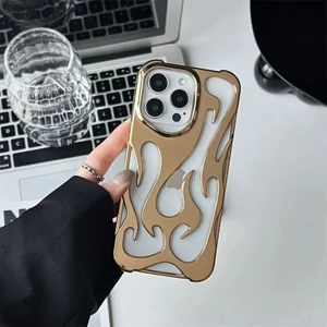 Apple iPhone 16 Pro Max Uyumlu Kılıf Zebana Flame Silikon Kılıf Gold