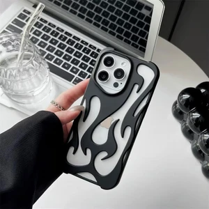 Apple iPhone 16 Pro Max Uyumlu Kılıf Zebana Flame Silikon Kılıf Siyah