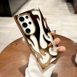 Samsung Galaxy S23 Ultra Uyumlu Kılıf Zebana Flame Silikon Kılıf Gold