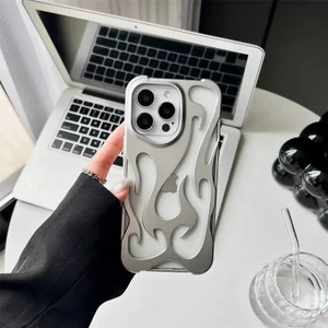 Apple iPhone 15 Pro Max Uyumlu Kılıf Zebana Flame Silikon Kılıf Gri