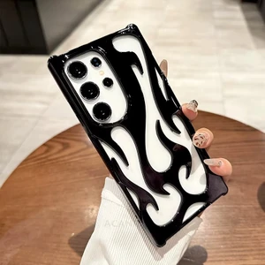 Samsung Galaxy S23 Ultra Uyumlu Kılıf Zebana Flame Silikon Kılıf Siyah
