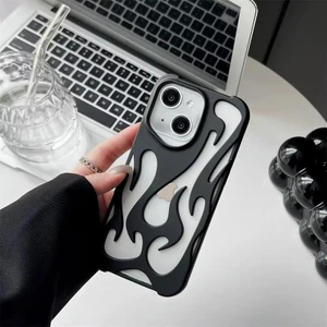 Apple iPhone 15 Uyumlu Kılıf Zebana Flame Silikon Kılıf Siyah