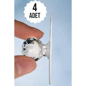 4 Adet Yapışkanlı Kristal Görünümlü Tutacak Yapışkanlı Çekmece Kulpu Yapışkan Askı