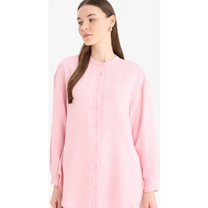 Relax Fit Basic Düz Simli Kumaş Uzun Kollu Tesettür Gömlek Tunik D9759AX25HS