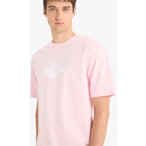 %100 Pamuk Boxy Fit Bisiklet Yaka Baskılı Kısa Kollu Tişört F6123AX25SM