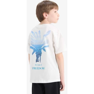 Erkek Çocuk Bisiklet Yaka Sırt Baskılı Kısa Kollu Tişört