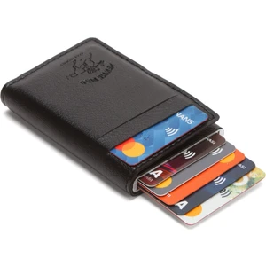 Erkek Vegan Deri Rfid Korumalı Mekanizmalı Otomatik Kızaklı Kartlık ve Cüzdan NEW340 -  Siyah