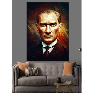 Mustafa Kemal Atatürk Portre Dekoratif Kanvas - Mdf Ahşap Tablo