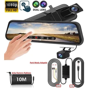 CC63 10" Dokunmatik Ekran FullHD 1080P Hafıza Araç Içi Çift Lens Kamera (Park Mod Adaptörü)