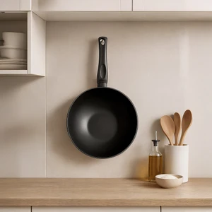 Royal Elite Siyah 28 cm Alüminyum Döküm Wok Tava