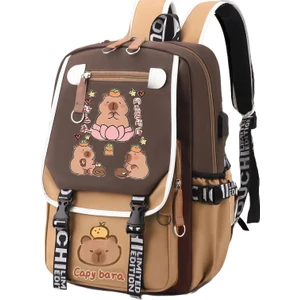 "şık Kawaii Capybara Bilgisayar Sırt Çantası Üniversite Okul Günlük Sırt Çantası Gençler Için Büyük Kapasiteli Ayarlanabilir Askılı Okul Çantası " (Yurt Dışından)