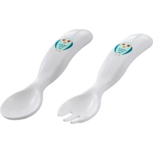 Desenli Kaşık & Çatal Seti / Beyaz Baykuş