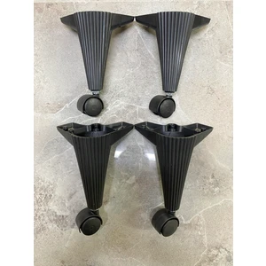 Tekerlekli Sihirli Sehpa Çizgili Masa Ayağı 360 Derece Dönebilen 20 cm 4 Adet Siyah. Vida Hediyeli