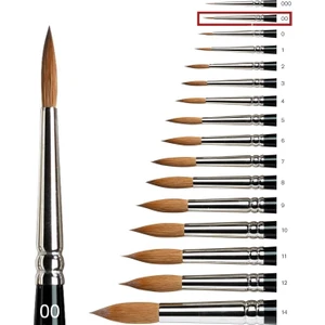 145 Serisi Yuvarlak Uçlu Sulu Boya Fırçası No:00 Doğal Samur Kıllar ile Detaylı Çizim