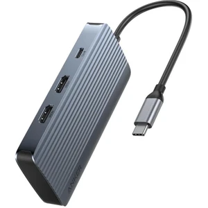 USB-C Hub Gri 7-in-1 Dual Display Yüksek Performans ve Kompakt Tasarım