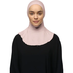 Kadın Tesettür Pratik Boyunluklu Hijab - Sporcu Bone - Pudra