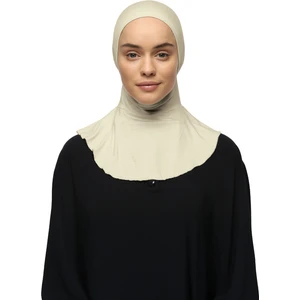 Kadın Tesettür Pratik Boyunluklu Hijab - Sporcu Bone - Krem