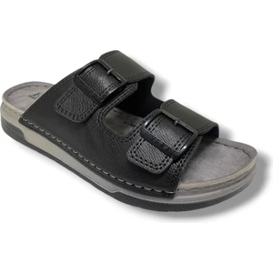 M253-0202-25 Deri Anatomik Soft Çift Bant Erkek Terlik