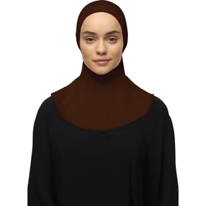 Kadın Tesettür Pratik Boyunluklu Hijab - Sporcu Bone - Çikolata