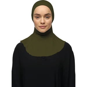 Kadın Tesettür Pratik Boyunluklu Hijab - Sporcu Bone - Haki