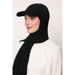 Siyah Pratik Şapkalı Şal