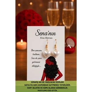 Kalpli Sallantılı Küpe 40 Adet  | Siyah Saçlı Kız - Nikah Hediyesi - Kına Hediyesi - Nişan Hediyesi