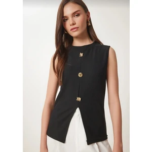 Ottoman Kumaş Bisiklet Yaka Gold Düğme Detaylı Bluz