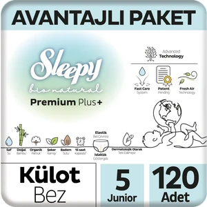 Bio Natural Premium Plus Avantajlı Paket Külot Bez 5 Numara Junior 120 Adet
