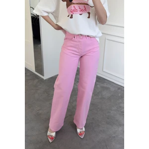 Orijinal Boru Paça Pantolon- Pembe