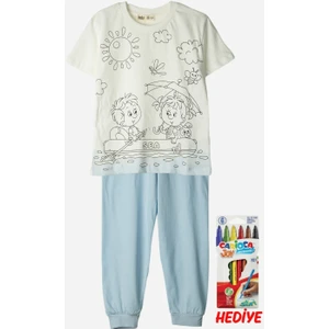 En Sevimli Figürleri Özel Kalemi ile Boyanabilir Çocuk Pijama Takımı (Yıkama Sonrası Leke Bırakmaz)