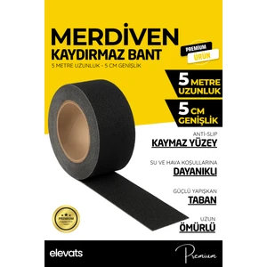 Premium 5 cm Genişlikte Kaymaz Doku 5 Mt. Merdiven Kaydırmaz Bant Zemin Kaydırmaz Bant