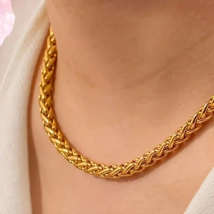 Çelik Kolye Burgu Zincir Model 0.2 mm Kalınlık 55 cm Uzunluk Altın Sarısı Gold