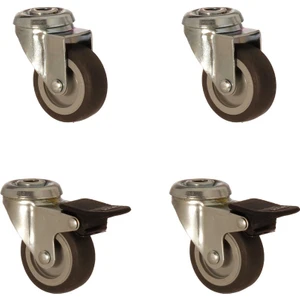 50 mm Çaplı Delikli Moblen Üzeri Termoplastik Kaplı Burçlu Döner Tekerlek 2 Döner 2 Frenli - 1102 Meb 050