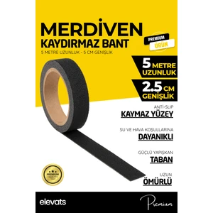 Premium 2.5 cm Genişlikte Kaymaz Doku 5 Mt. Merdiven Kaydırmaz Bant Zemin Kaydırmaz Bant