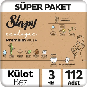 Ecologic Premium Plus Süper Paket Külot Bez 3 Numara Midi 112 Adet
