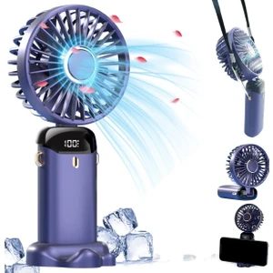Lcd Ekranlı Şarjlı Mini El Boyun Masa Fanı Seyahat Taşınabilir Fan Aralığı Şarjlı Yüksek Şarj