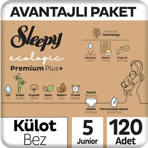 Ecologic Premium Plus Avantajlı Paket Külot Bez 5 Numara Junior 120 Adet
